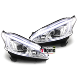 PHARES AVANTS CHROME FEUX DE JOUR - DIURNE - DRL - LEDS PEUGEOT 208 (04709)