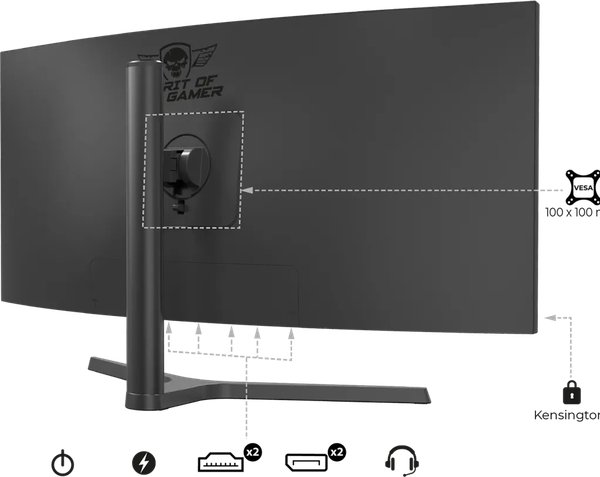 Ecran incurvé 34" Spirit of Gamer Epic WQHD 165Hz (Noir)