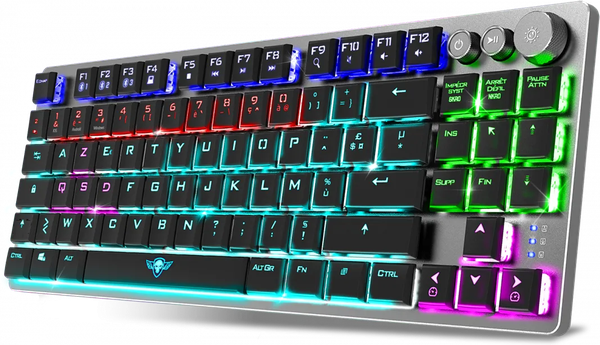 Clavier Gamer sans fil Bluetooth mécanique (Red Low Profile) Spirit of Gamer Xpert K1300 RGB (Argent)