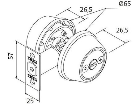 Verrou tubulaire double entrée à axe réglable 60-70mm chrome mat - TESA - 517U0CM