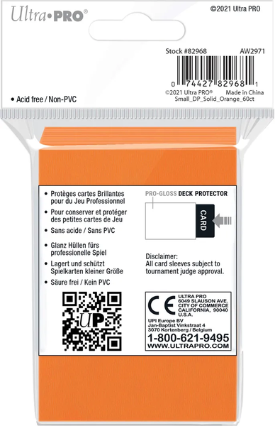 Lot de 60 Sleeves Ultra Pro Pro-Gloss Format Small 62x89mm (Orange)