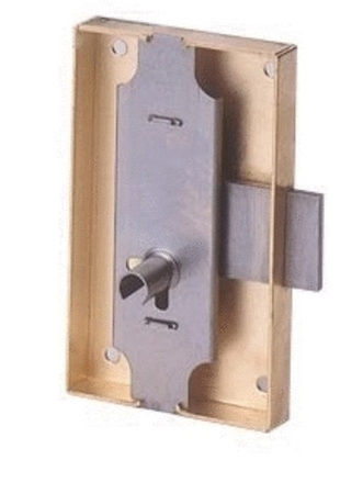 Serrure à coffre cambré 80x50mm axe 30mm LG 12 gauche finition fer - DEVISMES - 12033-003-G