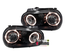 PHARES FEUX AVANTS NOIRS ANNEAUX ANGEL EYES LED PACK R32 VOLKSWAGEN VW GOLF 4 (00677)