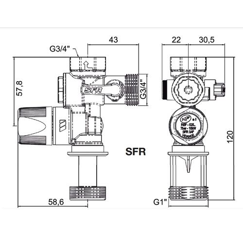 Groupe de sécurité droit SFR 3/4'' pour chauffe-eau - WATTS - 2252550