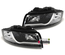 PHARES NOIRS AVANTS FEUX DE JOUR TUBE LED LIGHT BAR AUDI A4 B6 8E 2000-2004 (05503)