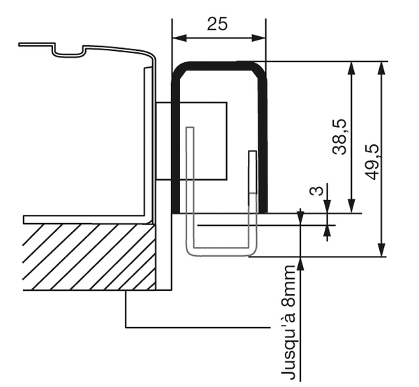Gâche en applique en U pour carénées EXCLUSIVE gauche blanc - VACHETTE - 14707000