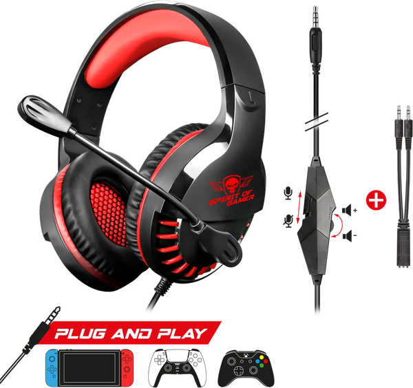 Casque Gamer filaire Spirit of Gamer Pro-H3 (Noir/Rouge)
