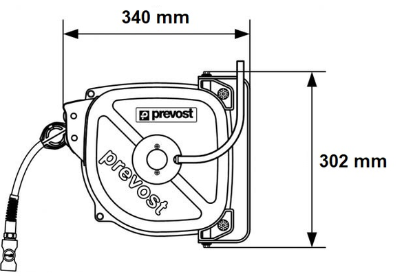 Enrouleur tuyau air comprimé à tambour fermé 12m - PREVOST - DRF 0812IS