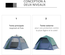 Tente de camping pop up montage instantané 3 pers. bleu vert