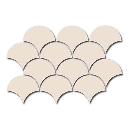 SCALE FAN CREAM - Faience écaille de poisson 10,6x12 cm crème beige brillant