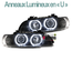 PHARES FEUX AVANTS NOIRS ANNEAUX ANGEL EYES EN U A LEDS BMW SERIE 5 E39 PHASE 1 (03630)