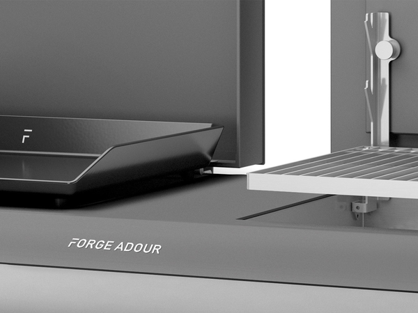 Combi plancha à gaz 60 et gril 60 en acier noir et gris - Forge Adour