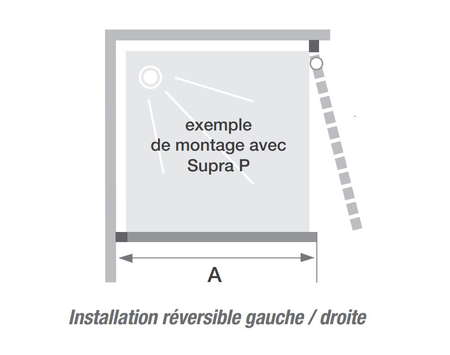 Paroi de douche SUPRA III FIXE 80cm profilé blanc avec verre transparent - KINEDO - PA1571BTN