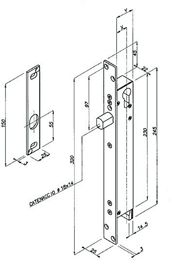 Electroverrou PRIMA OP à émission axe 25mm - OPERA - OP55038.25