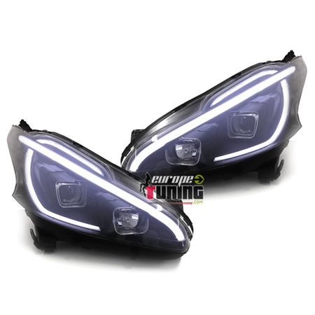 PHARES AVANTS NOIRS FEUX DE JOUR - DIURNE - DRL - LEDS PEUGEOT 208 (04710)