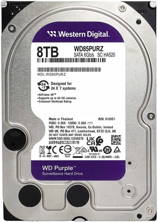 Disque Dur 3,5" Western Digital Purple Surveillance 8To - S-ATA 256Mo