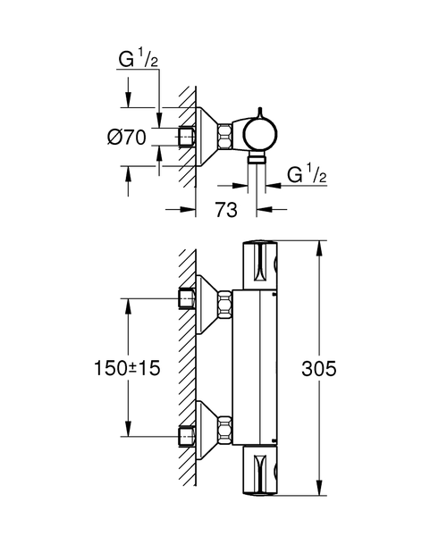 Mitigeur de douche thermostatique GROHTHERM 800 bicommande - GROHE - 34562000