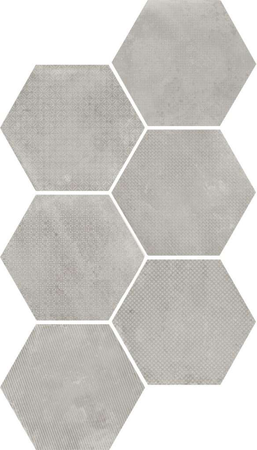 URBAN HEXA MELANGE SILVER - Carrelage 29,2 x 25,4 cm Patchwork Hexagonal aspect béton Gris