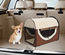 Sac de transport pour chien chat pliable marron beige