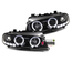 2 PHARES FEUX NOIRS ANGEL EYES ANNEAUX LED BMW SERIE 3 E46 2 PORTES 1999-2003 (00945)