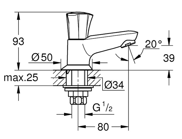 Robinet monofluide COSTA L 1/2'' - GROHE - 20404001