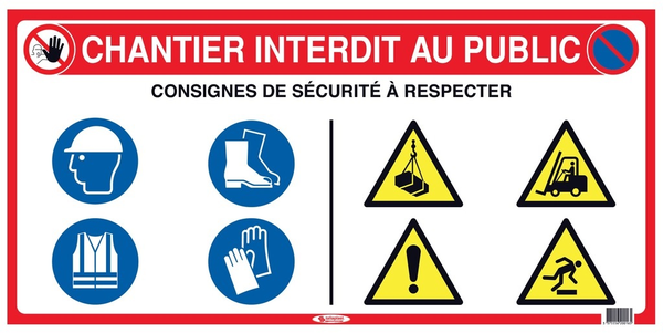 Panneau signalétique 10 en 1 à messages multiples 800x400mm - TALIAPLAST - 620016