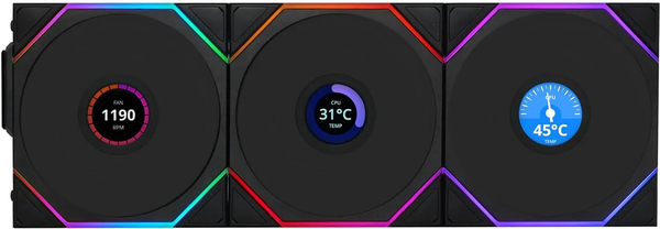 Lot de 3 Ventilateurs de boitier Lian Li Uni Fan TL Wireless LCD RGB - 12cm (Noir)
