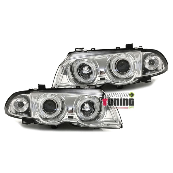2 PHARES FEUX ANGEL EYES ANNEAUX LED CCFL BMW SERIE 3 E46 5 PORTES 1998-2001 (00595)