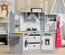 Cuisine pour enfant jeu d'imitation nombreux accessoires rangements gris blanc