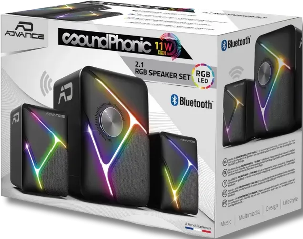 Enceintes 2.1 sans fil Advance SoundPhonic RGB (Noir)