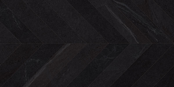SEINE RILSE BASALTO - Carrelage aspect pierre chevron 60x120 cm grand format