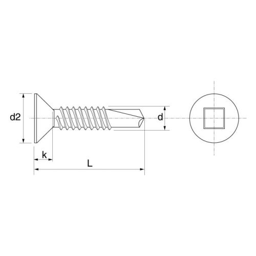 Vis autoperceuse tête fraisée carrée zingué DIN 7504O 4,2X25 boîte de 500 - ACTON - 333514,2X25CR3
