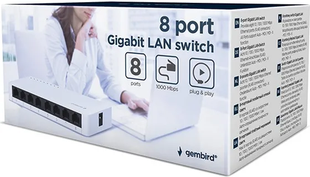 Switch réseau Ethernet Gigabit Gembird - 8 ports (Blanc)