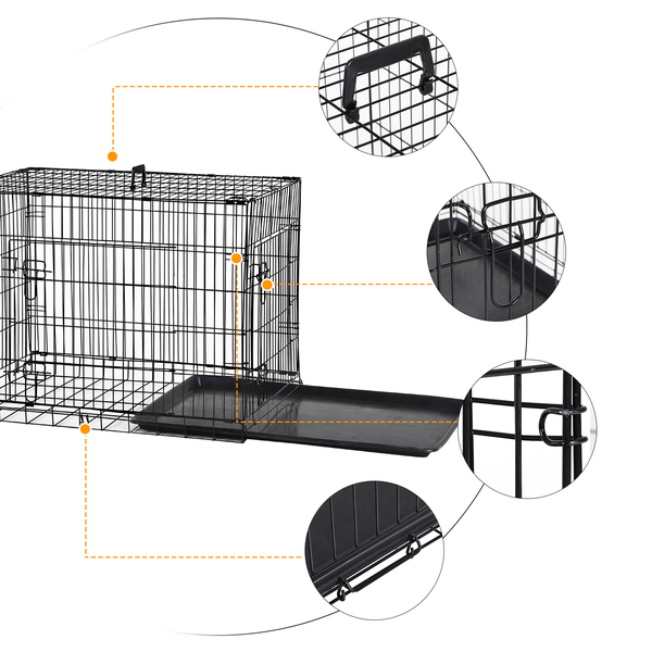 Cage caisse de transport pliante pour chien en métal noir 91 x 61 x 67 cm - Pawhut