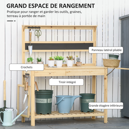 Table de rempotage multi-équipée bois sapin
