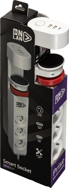 Multiprise sous table 3 prises OnLan Power Desk Station (Blanc)