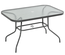 Table de jardin rectangulaire métal plateau verre trempé