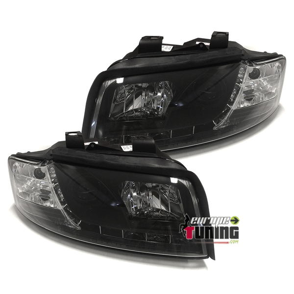 FEUX PHARES AVANTS LED DE JOUR DIURNES DRL NOIRS AUDI A4 B6/8E (02872)