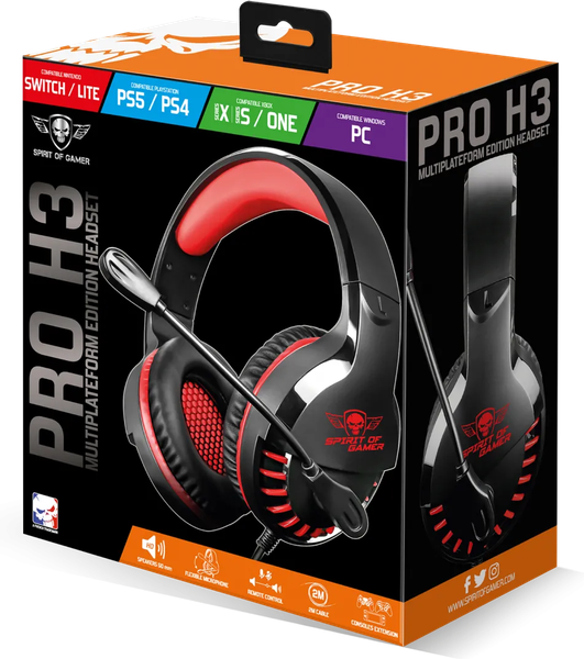 Casque Gamer filaire Spirit of Gamer Pro-H3 (Noir/Rouge)