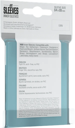 Lot de 100 Sleeves Just Sleeves 63x88mm Inner Sleeves