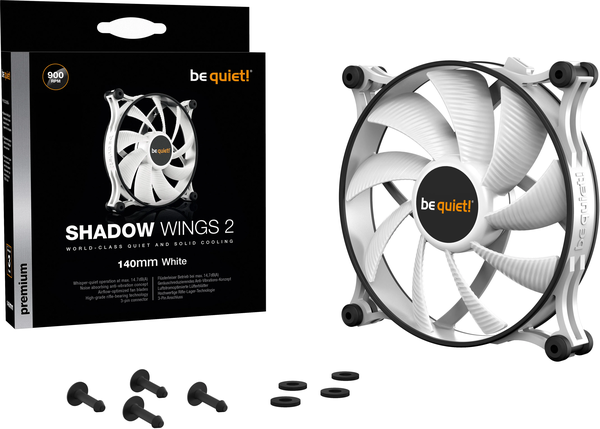 Ventilateur de boitier be quiet! Shadow Wings 2 - 14cm (Blanc)