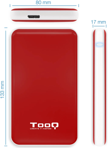 Boitier externe USB 3.1 TooQ TQE-2528 - S-ATA 2,5" (Rouge)