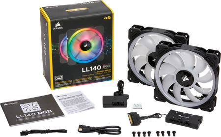 Lot de 2 Ventilateurs de boitier Corsair Dual Light Loop LL140 RGB - 14cm (Noir)