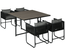 Ensemble salon de jardin encastrable 4 personnes 5 pièces noir gris