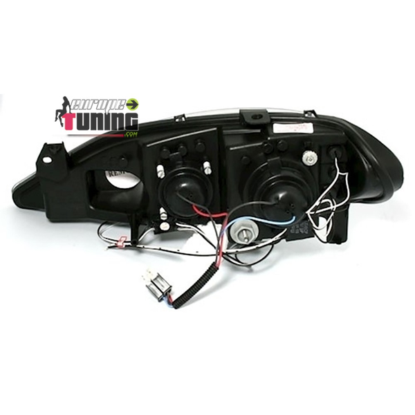 PHARES CHROME FEUX ANNEAUX ANGEL EYES 3 LEDS RENAULT MEGANE 1 PHASE 2 1999-2002 (12945)