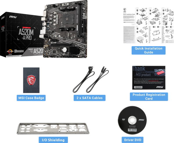 Carte Mère MSI A520M Pro (AM4) Micro ATX