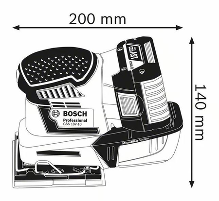 Ponceuse vibrante 18V GSS 18V-10 (sans batterie ni chargeur) en coffret L-BOXX - BOSCH - 06019D0202