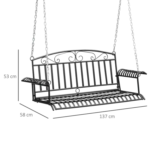 Banc suspendu 2 places métal noir