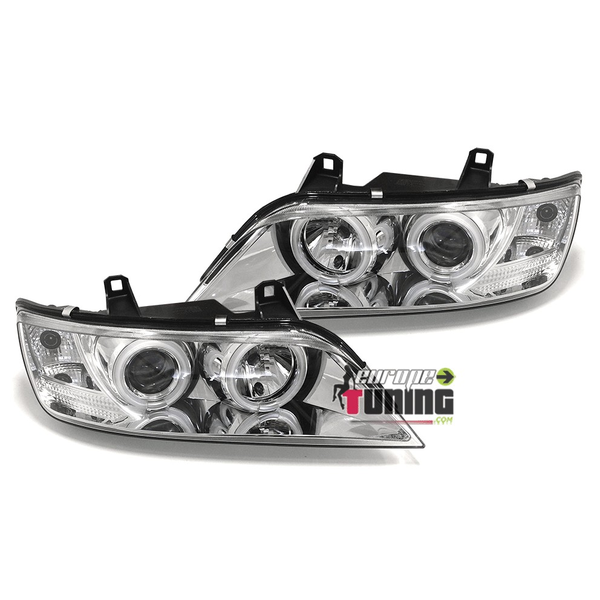 PHARES FEUX AVANTS CHROME ANNEAUX LED FIBRE CCFL BMW Z3 PHASE 1 et 2 (00763)