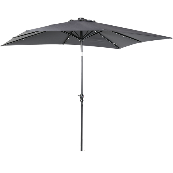 Parasol lumineux LED rectangulaire inclinable dim. 2,68L x 2,05l x 2,48H m